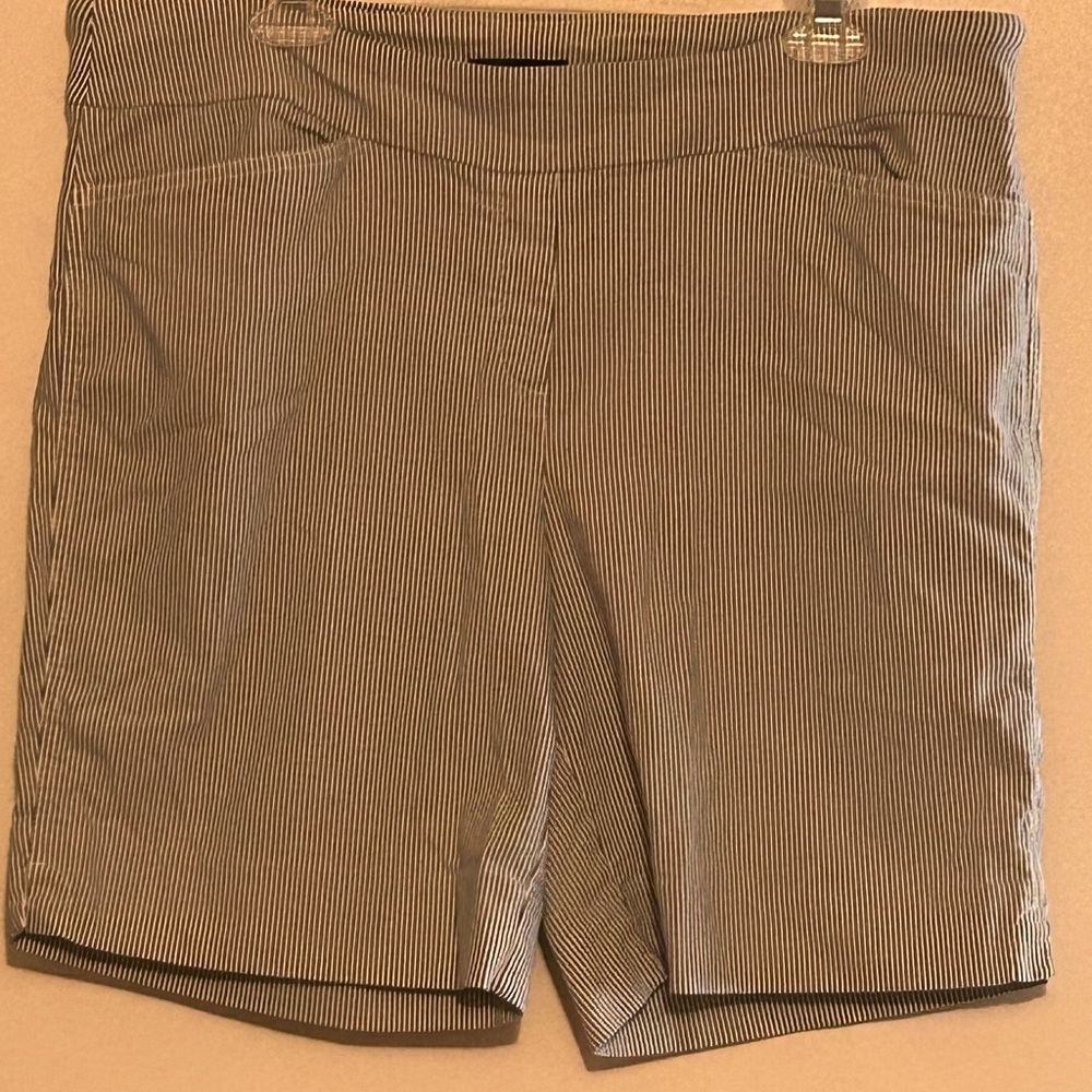 Hilary Radley Grey and White Striped Women's Bermudas